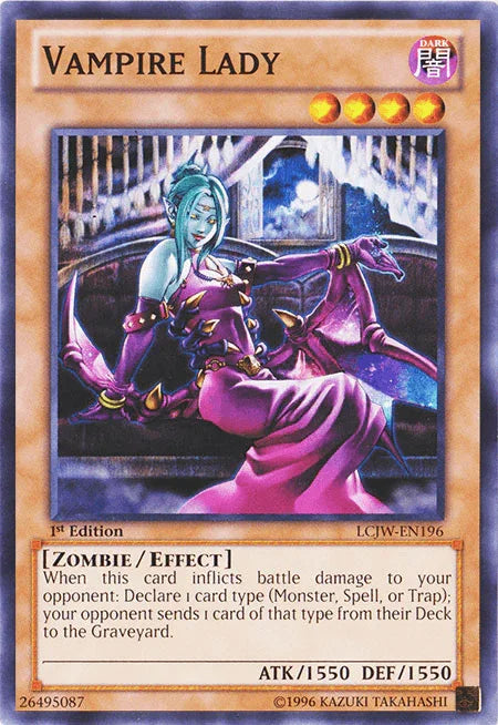 1st Edition, Common, Dark, Effect Monster, Legendary Collection 4: Joey's World, Zombie Vampire Lady [LCJW-EN196] Common - Trading Card World