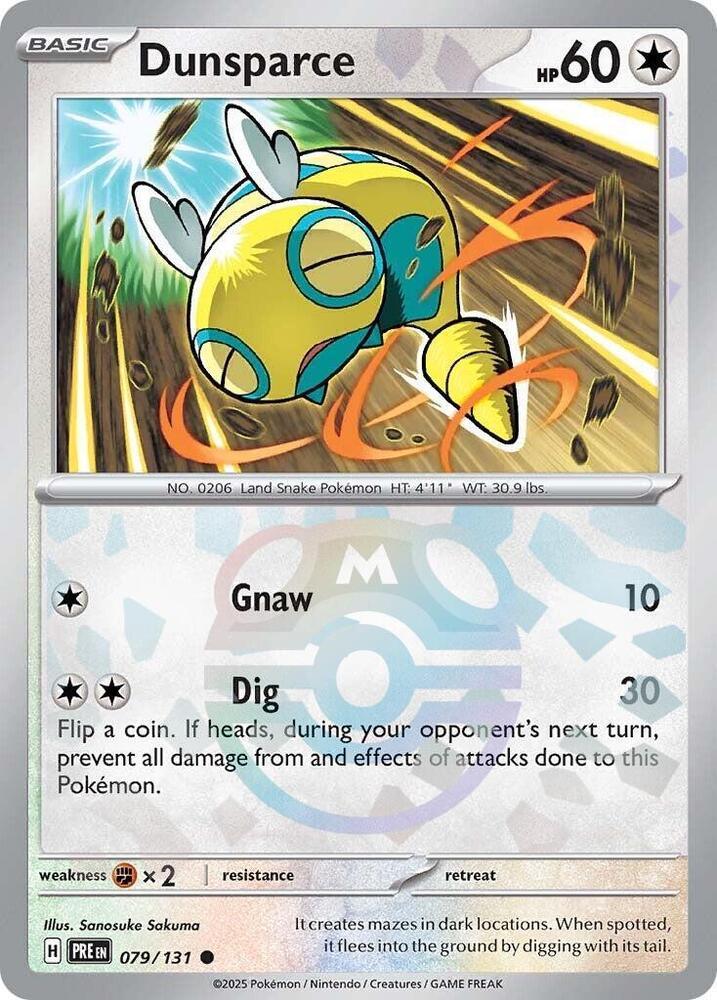 079, Scarlet & Violet: Prismatic Evolutions Dunsparce (079/131) (Master Ball Pattern) [Scarlet & Violet: Prismatic Evolutions] - Trading Card World