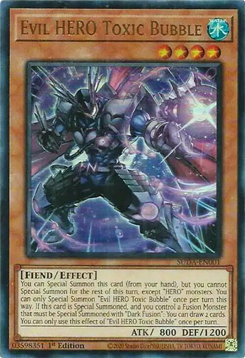 1st Edition, Effect Monster, Fiend, Supreme Darkness, Ultra Rare, Water Evil HERO Toxic Bubble [SUDA-EN001] Ultra Rare - Trading Card World