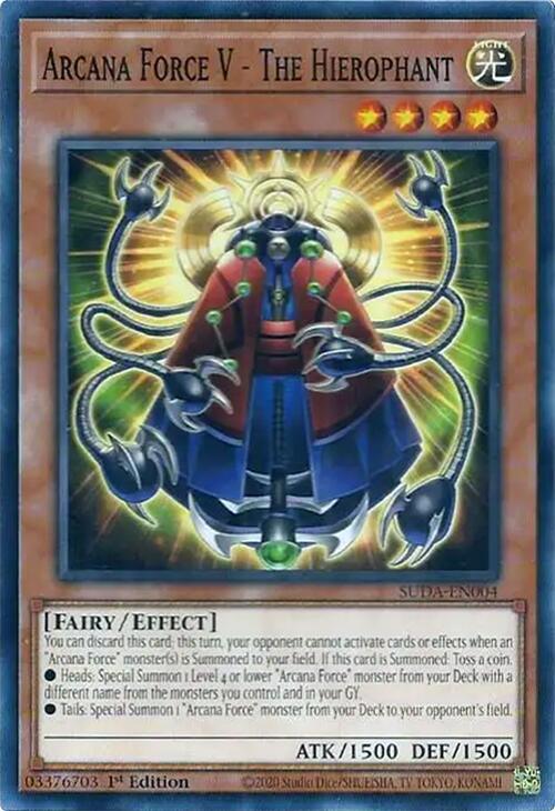 1st Edition, Common, Effect Monster, Fairy, Light, Supreme Darkness Arcana Force V - The Hierophant [SUDA-EN004] Common - Trading Card World
