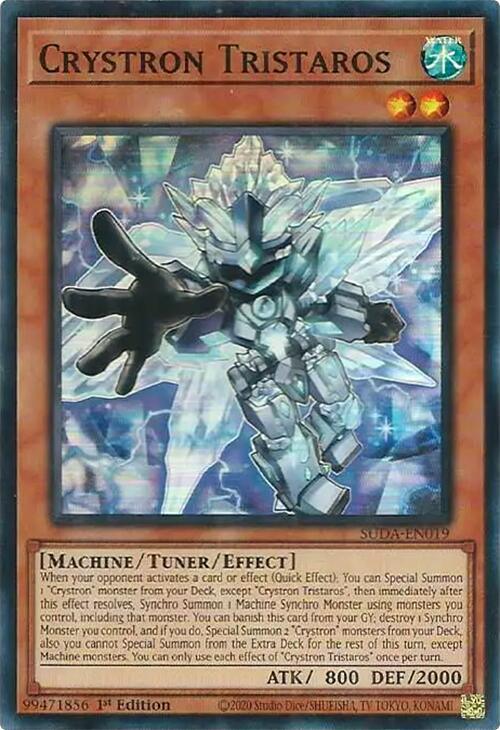 1st Edition, Machine, Super Rare, Supreme Darkness, Tuner/Effect Monster, Water Crystron Tristaros [SUDA-EN019] Super Rare - Trading Card World
