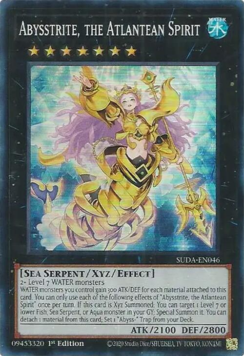 1st Edition, Sea Serpent, Super Rare, Supreme Darkness, Water, Xyz/Effect Monster Abysstrite, the Atlantean Spirit [SUDA-EN046] Super Rare - Trading Card World