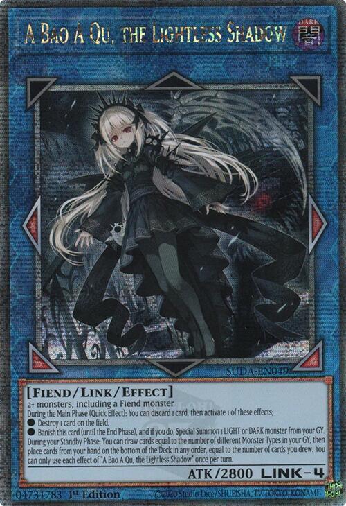 1st Edition, Dark, Fiend, Link/Effect Monster, Quarter Century Secret Rare, Supreme Darkness A Bao A Qu, the Lightless Shadow (Quarter Century Secret Rare) [SUDA-EN049] Quarter Century Secret Rare - Trading Card World