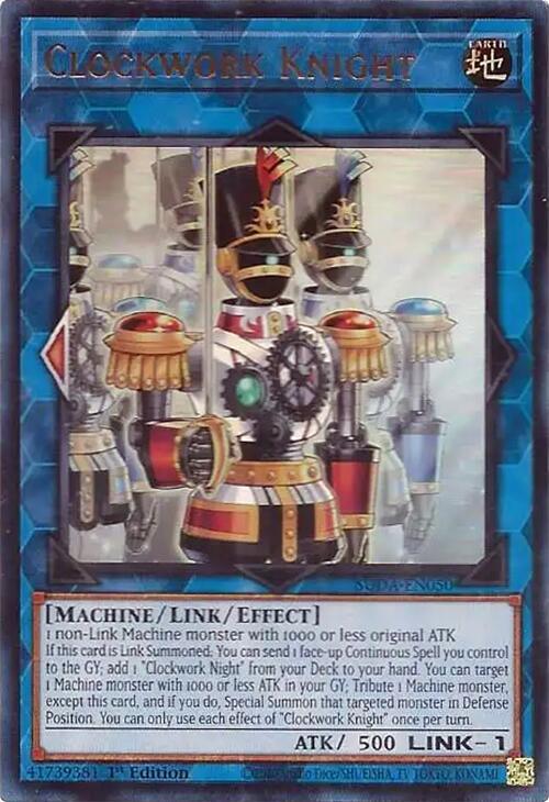 1st Edition, Earth, Link/Effect Monster, Machine, Supreme Darkness, Ultra Rare Clockwork Knight [SUDA-EN050] Ultra Rare - Trading Card World