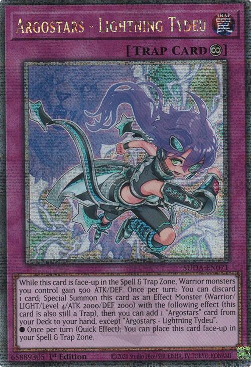1st Edition, Continuous Trap, Quarter Century Secret Rare, Supreme Darkness, Trap Argostars - Lightning Tydeu (Quarter Century Secret Rare) [SUDA-EN071] Quarter Century Secret Rare - Trading Card World