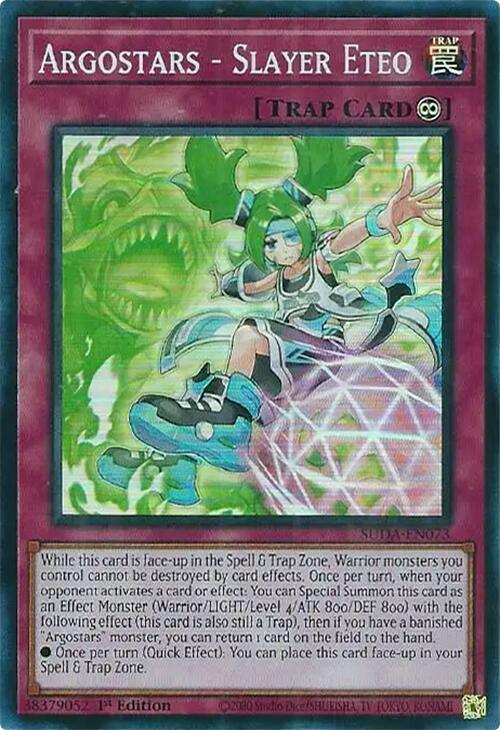 1st Edition, Continuous Trap, Super Rare, Supreme Darkness, Trap Argostars - Slayer Eteo [SUDA-EN073] Super Rare - Trading Card World