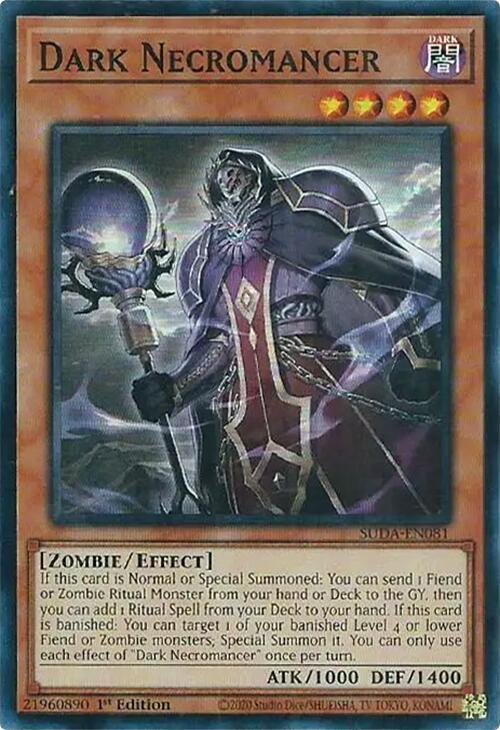 1st Edition, Dark, Effect Monster, Super Rare, Supreme Darkness, Zombie Dark Necromancer [SUDA-EN081] Super Rare - Trading Card World