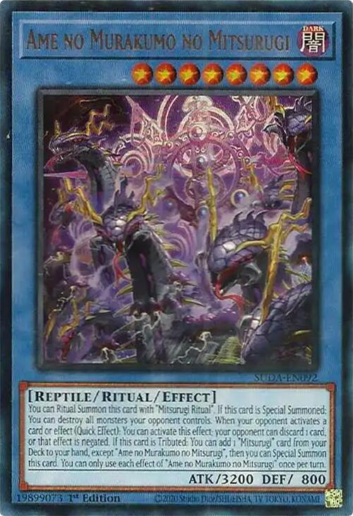 1st Edition, Dark, Reptile, Ritual/Effect Monster, Supreme Darkness, Ultra Rare Ame no Murakumo no Mitsurugi [SUDA-EN092] Ultra Rare - Trading Card World