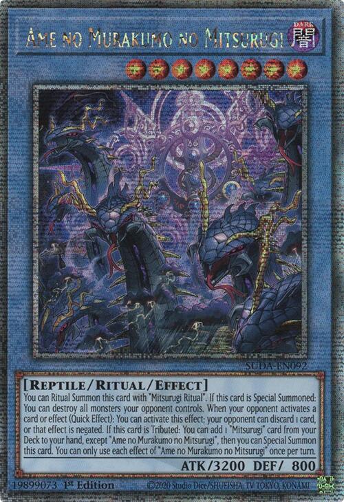 1st Edition, Dark, Quarter Century Secret Rare, Reptile, Ritual/Effect Monster, Supreme Darkness Ame no Murakumo no Mitsurugi (Quarter Century Secret Rare) [SUDA-EN092] Quarter Century Secret Rare - Trading Card World