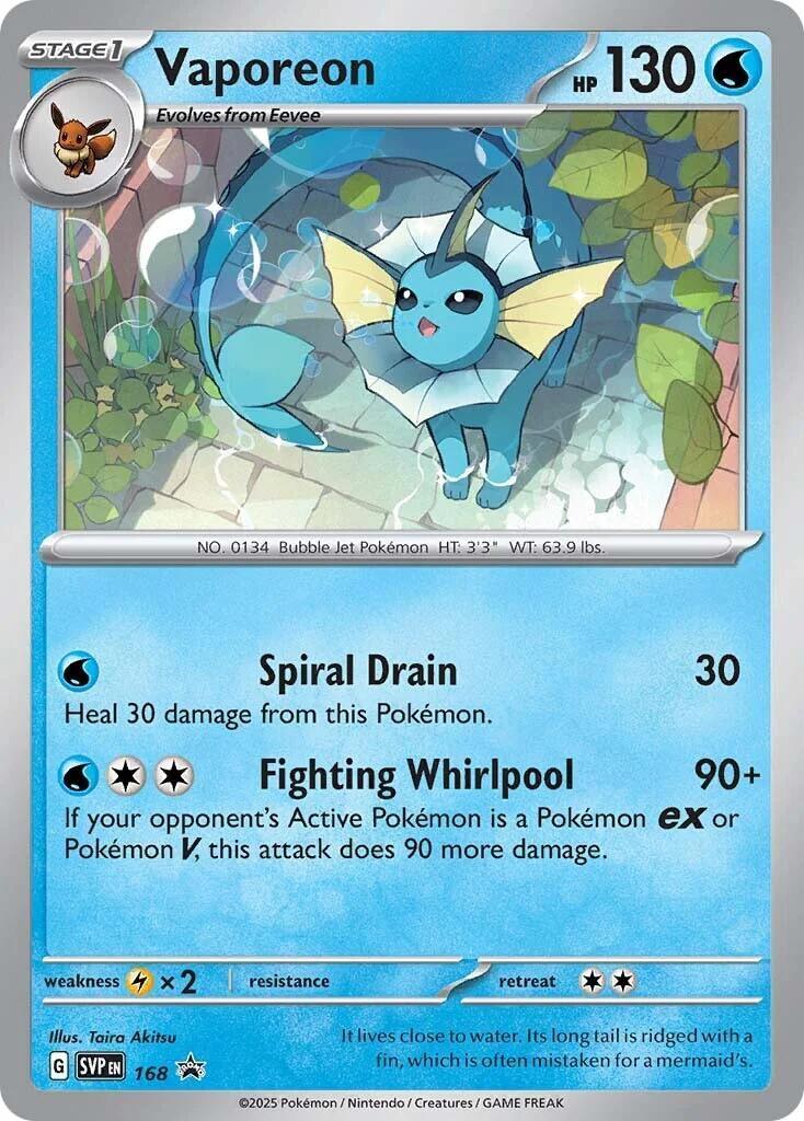 168, Holofoil, Lightning [x2], Promo, Scarlet & Violet: Black Star Promos, Water Vaporeon (SVP168) [Scarlet & Violet: Black Star Promos] - Trading Card World