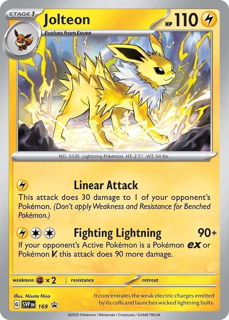 169, Fighting [x2], Holofoil, Lightning, Promo, Scarlet & Violet: Black Star Promos Jolteon (SVP169) [Scarlet & Violet: Black Star Promos] - Trading Card World