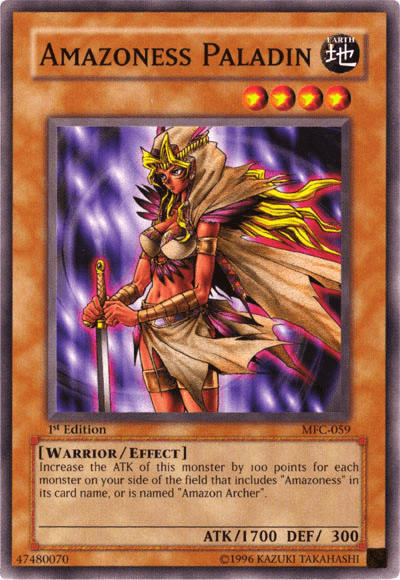 1st Edition, Common, Earth, Effect Monster, Magician's Force, Unlimited, Warrior Amazoness Paladin [MFC-059] Common - Trading Card World