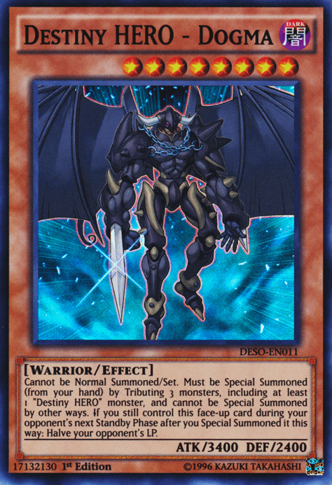 1st Edition, Dark, Destiny Soldiers, Effect Monster, Super Rare, Warrior Destiny HERO - Dogma [DESO-EN011] Super Rare - Trading Card World