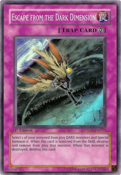 1st Edition, Continuous Trap, Phantom Darkness, Super Rare, Trap, Unlimited Escape from the Dark Dimension [PTDN-EN072] Super Rare - Trading Card World