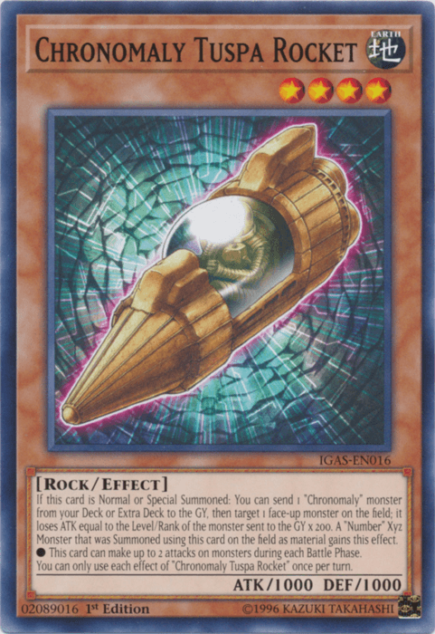 1st Edition, Common, Earth, Effect Monster, Ignition Assault, Rock, Unlimited Chronomaly Tuspa Rocket [IGAS-EN016] Common - Trading Card World