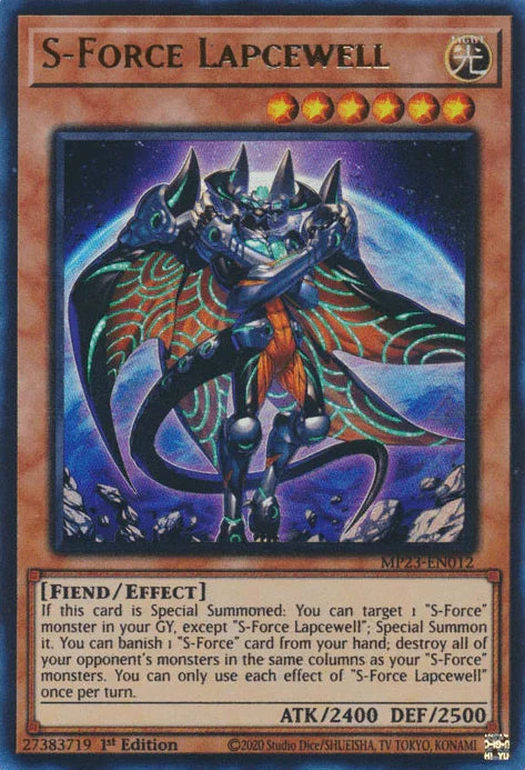 1st Edition, Dueling Heroes Collectors Tin - Mega Pack (25th Anniversary Edition), Effect Monster, Fiend, Light, Ultra Rare S-Force Lapcewell [MP23-EN012] Ultra Rare - Trading Card World