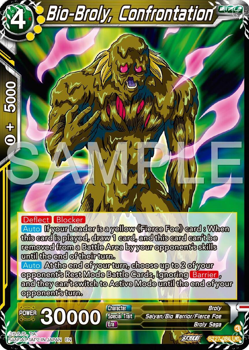 Battle, Broly, Broly Saga, BT27-086, History of Z, Normal, Parallel Foil, Saiyan/Bio Warrior/Fierce Foe, Uncommon, Yellow Bio-Broly, Confrontation (BT27-086) [History of Z] - Trading Card World