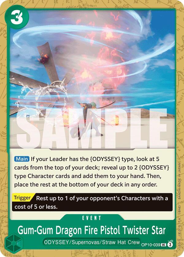 Event, ODYSSEY, Royal Blood, Straw Hat Crew, Supernovas, Uncommon Gum-Gum Dragon Fire Pistol Twister Star [Royal Blood] - Trading Card World