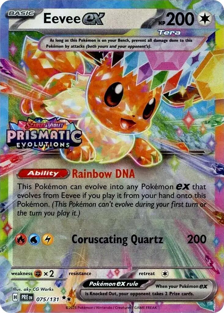 075, Colorless, Fighting [x2], Holofoil, Promo, Scarlet & Violet: Prismatic Evolutions Eevee ex (075/131) (Prismatic Evolutions Stamp) [Scarlet & Violet: Prismatic Evolutions] - Trading Card World