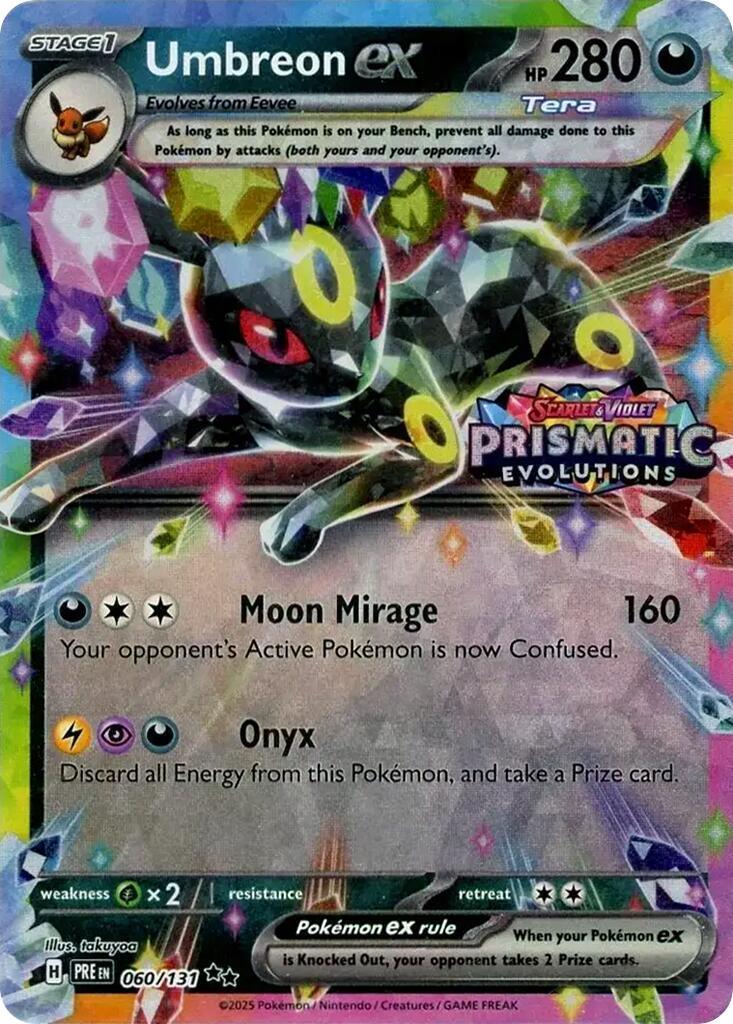 060, Darkness, Grass [x2], Holofoil, Promo, Scarlet & Violet: Prismatic Evolutions Umbreon ex (060/131) (Prismatic Evolutions Stamp) [Scarlet & Violet: Prismatic Evolutions] - Trading Card World