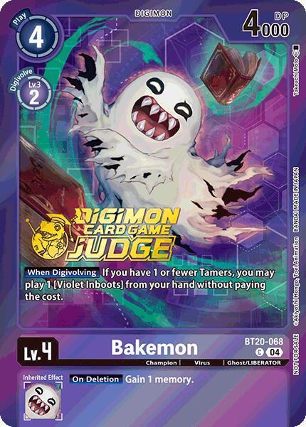 BT20-068, Champion, Common, Digimon, Ghost/LIBERATOR, Purple, Release Special Booster Ver.2.5 Promos, Virus Bakemon [BT20-068] (Judge Pack 2025 Wave 1) [Release Special Booster Ver.2.5 Promos] - Trading Card World