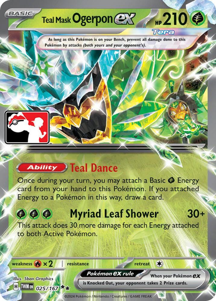 Prize Pack Series Six Teal Mask Ogerpon ex (025/167) [Prize Pack Series Six] - Trading Card World