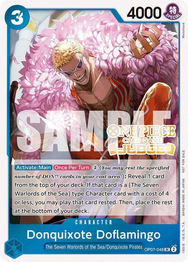 Character, Donquixote Pirates, One Piece Promotion Cards, Promotional Cards, The Seven Warlords of the Sea, Uncommon Donquixote Doflamingo (Judge Pack Vol. 5) [One Piece Promotion Cards] - Trading Card World