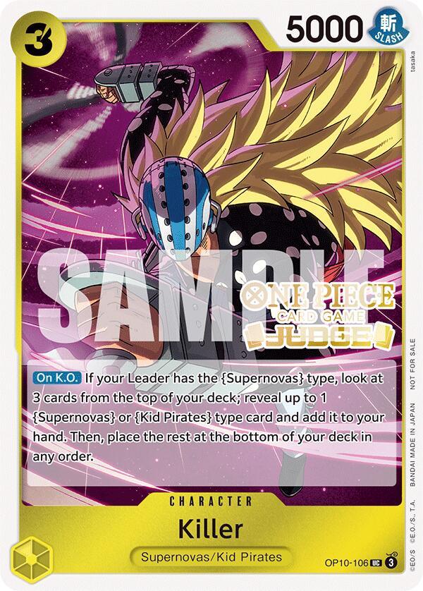 Character, Kid Pirates, One Piece Promotion Cards, Promotional Cards, Supernovas, Uncommon Killer (Judge Pack Vol. 5) [One Piece Promotion Cards] - Trading Card World