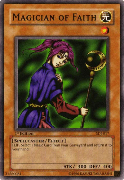 1st Edition, Common, Effect Monster, Light, Spellcaster, Starter Deck: Joey, Unlimited Magician of Faith [SDJ-017] Common - Trading Card World