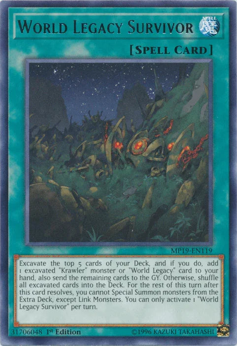 1st Edition, 2019 Gold Sarcophagus Tin Mega Pack, Normal Spell, Rare, Spell, Unlimited World Legacy Survivor [MP19-EN119] Rare - Trading Card World