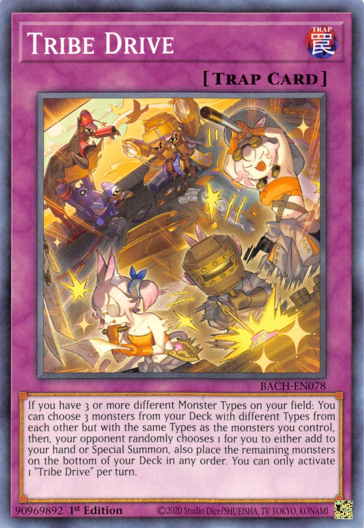 1st Edition, Battle of Chaos, Common, Normal Trap, Trap Tribe Drive [BACH-EN078] Common - Trading Card World