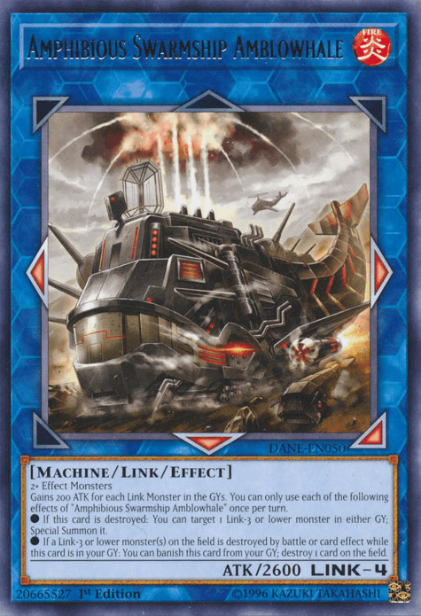 1st Edition, Dark Neostorm, Fire, Link/Effect Monster, Machine, Rare, Unlimited Amphibious Swarmship Amblowhale [DANE-EN050] Rare - Trading Card World