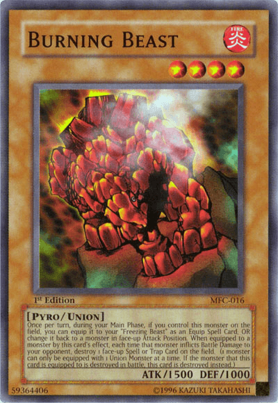 1st Edition, Common, Fire, Magician's Force, Pyro, Union Monster, Unlimited Burning Beast [MFC-016] Common - Trading Card World