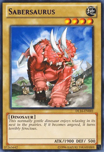 Dinosaur, Duelist League Promo, Earth, Normal Monster, Rare, Unlimited Sabersaurus (Purple) [DL16-EN001] Rare - Trading Card World