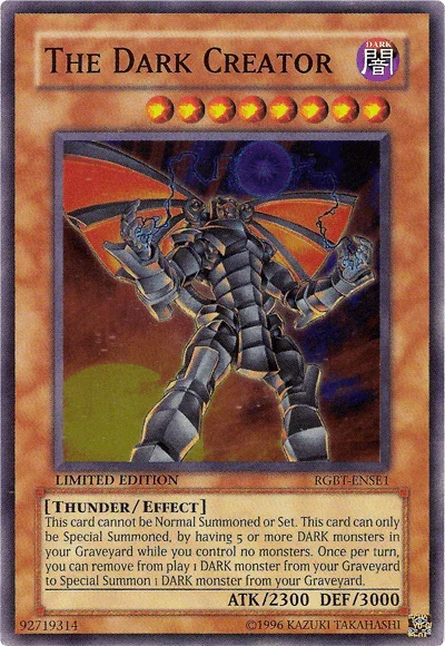 Dark, Effect Monster, Limited, Raging Battle: Special Edition, Super Rare, Thunder The Dark Creator [RGBT-ENSE1] Super Rare - Trading Card World