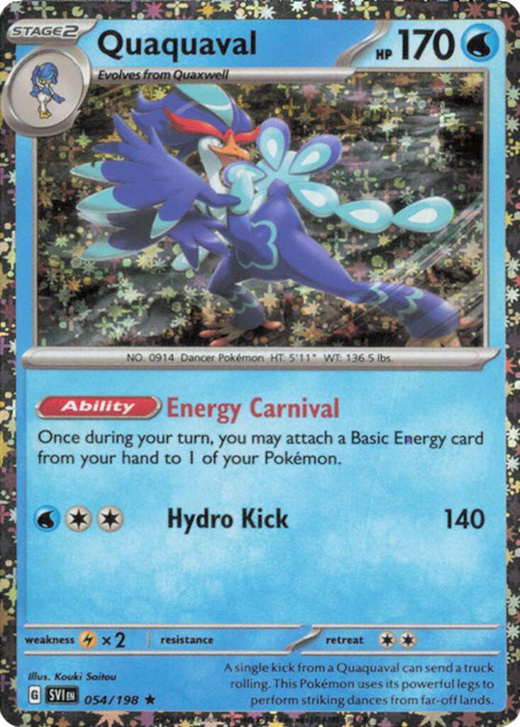 054, Fire [x2], Holofoil, Miscellaneous Cards, Promo, Water Quaquaval (054/198) (Sparkle Holo) [Miscellaneous Cards] - Trading Card World