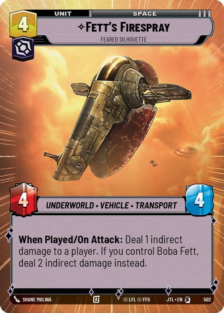  Fett's Firespray - Feared Silhouette (Hyperspace) (502) [Jump to Lightspeed] - Trading Card World