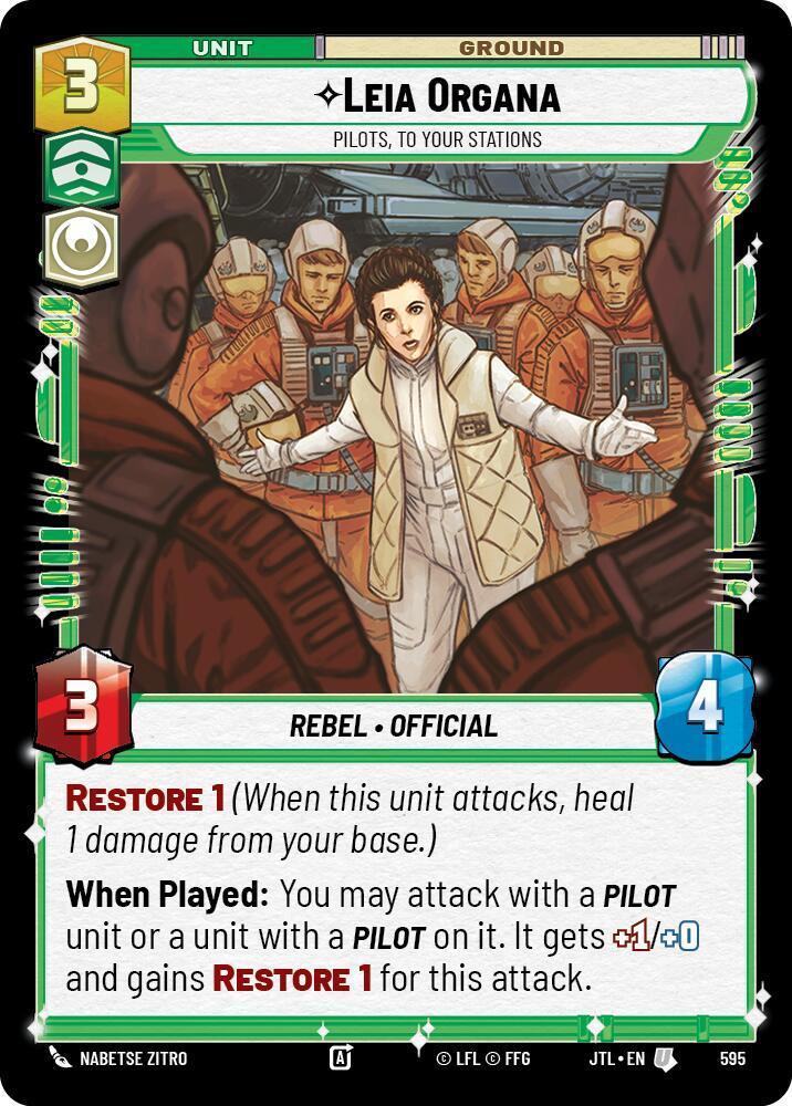  Leia Organa - Pilots, To Your Stations (Foil) (595) [Jump to Lightspeed] - Trading Card World