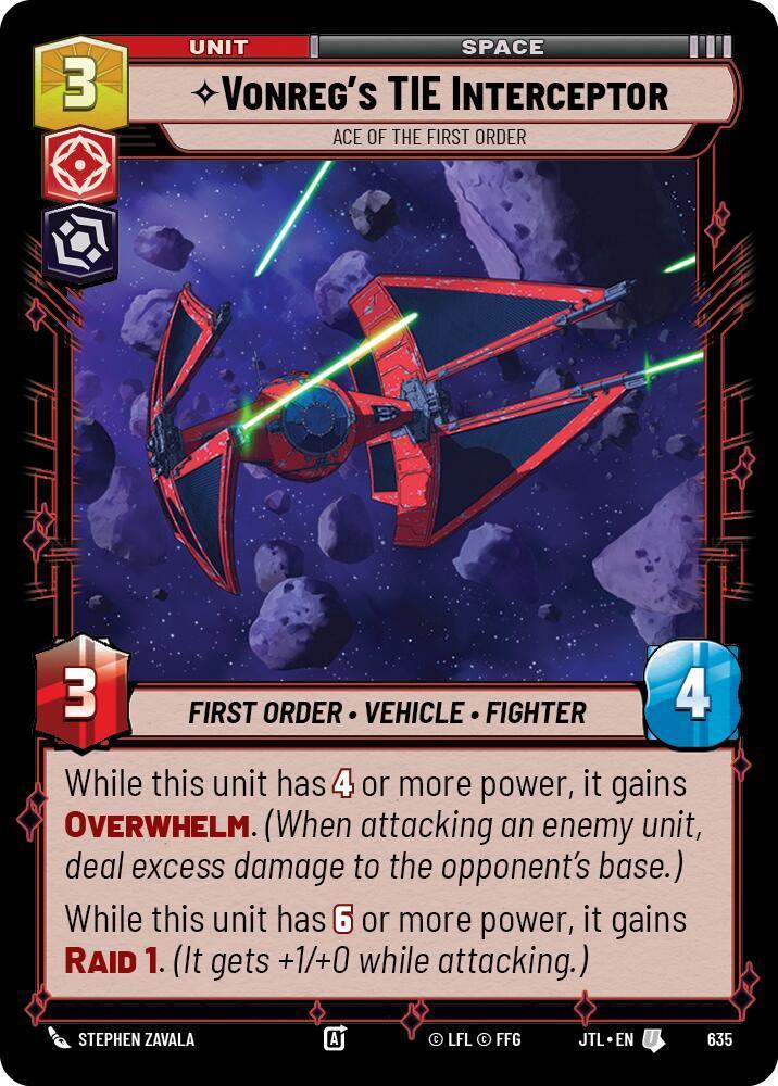  Vonreg's TIE Interceptor - Ace of the First Order (Foil) (635) [Jump to Lightspeed] - Trading Card World