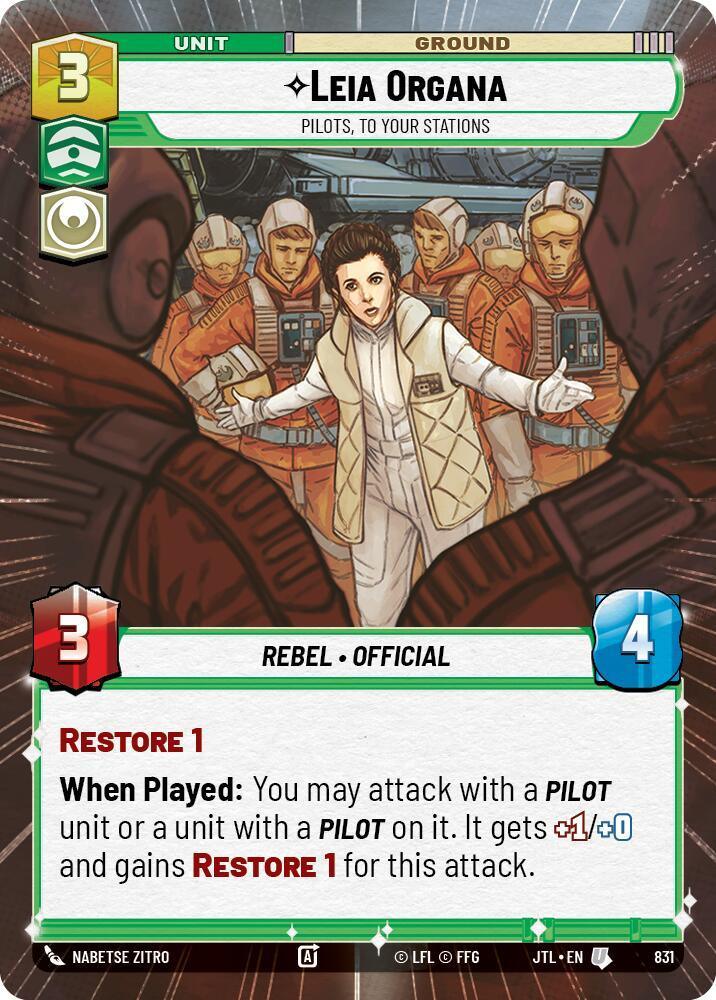  Leia Organa - Pilots, To Your Stations (Hyperspace Foil) (831) [Jump to Lightspeed] - Trading Card World