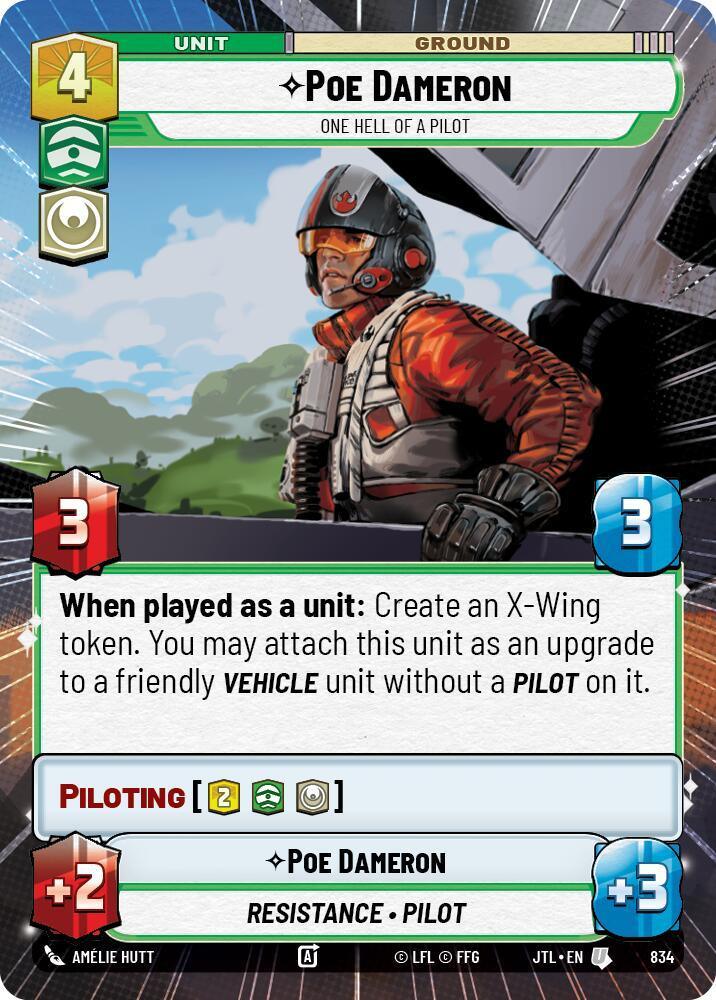  Poe Dameron - One Hell of a Pilot (Hyperspace Foil) (834) [Jump to Lightspeed] - Trading Card World