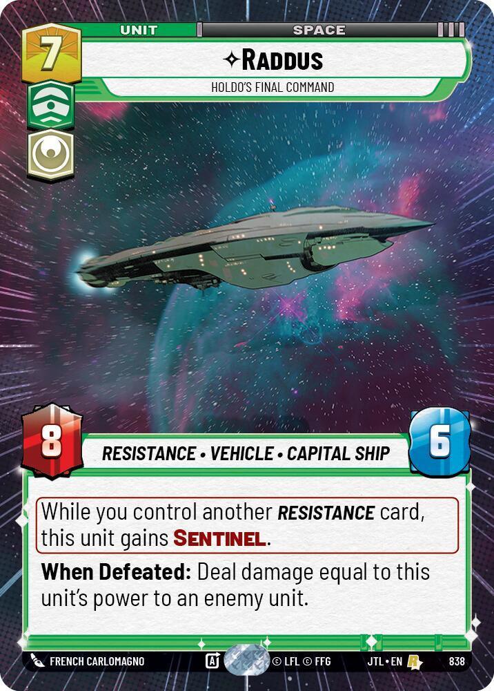 Raddus - Holdo's Final Command (Hyperspace Foil) (838) [Jump to Lightspeed] - Trading Card World