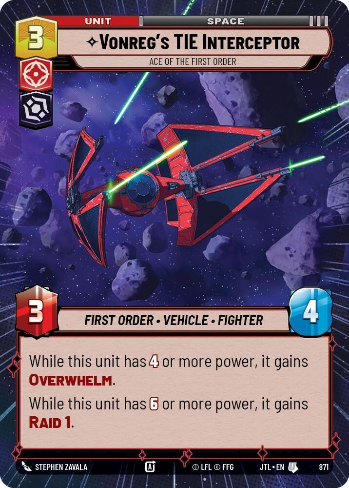  Vonreg's TIE Interceptor - Ace of the First Order (Hyperspace Foil) (871) [Jump to Lightspeed] - Trading Card World