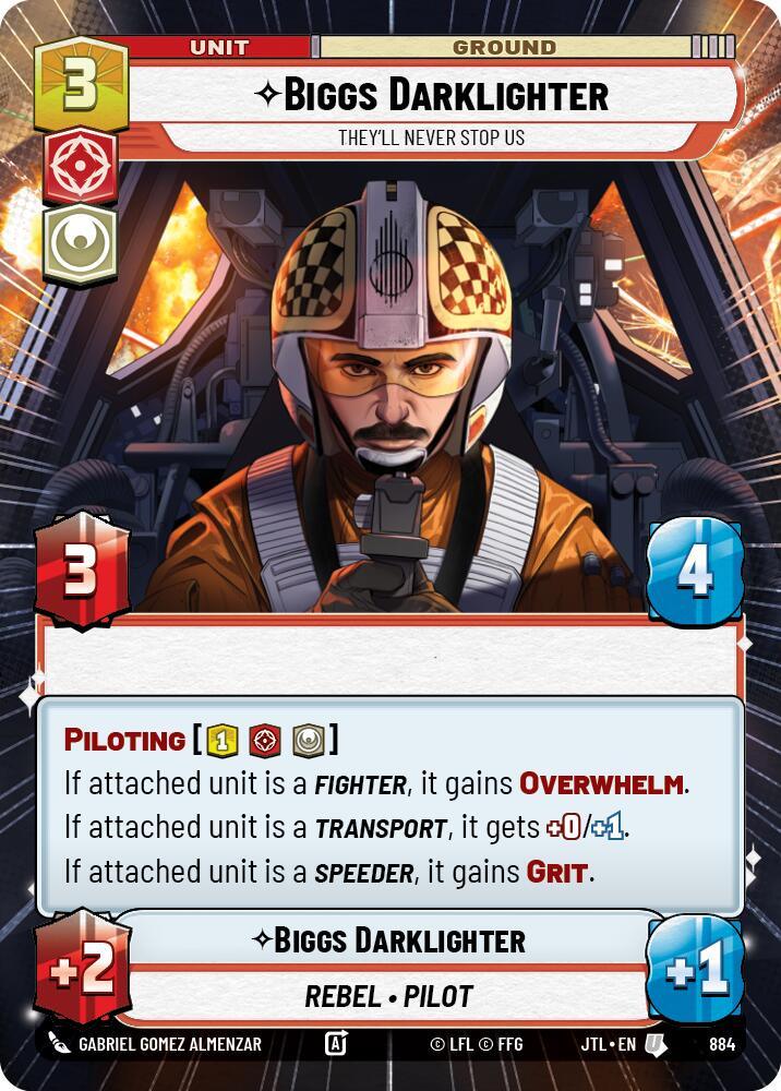  Biggs Darklighter - They'll Never Stop Us (Hyperspace Foil) (884) [Jump to Lightspeed] - Trading Card World