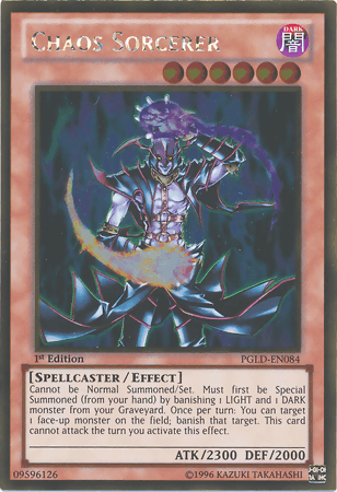 1st Edition, Dark, Effect Monster, Gold Rare, Premium Gold, Spellcaster, Unlimited Chaos Sorcerer [PGLD-EN084] Gold Rare - Trading Card World