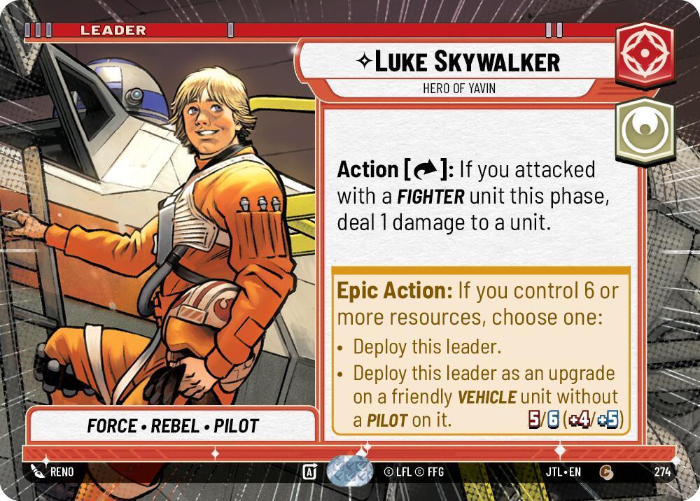  Luke Skywalker - Hero of Yavin (Hyperspace) (274) [Jump to Lightspeed] - Trading Card World