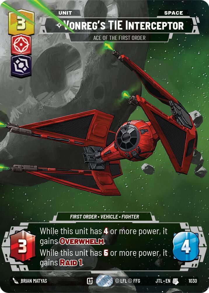  Vonreg's TIE Interceptor - Ace of the First Order (Prestige) (1030) [Jump to Lightspeed] - Trading Card World