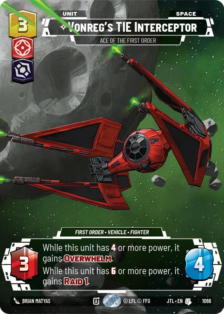  Vonreg's TIE Interceptor - Ace of the First Order (Prestige Foil) (1066) [Jump to Lightspeed] - Trading Card World