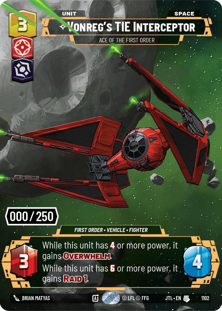  Vonreg's TIE Interceptor - Ace of the First Order (Serialized) (1102) [Jump to Lightspeed] - Trading Card World