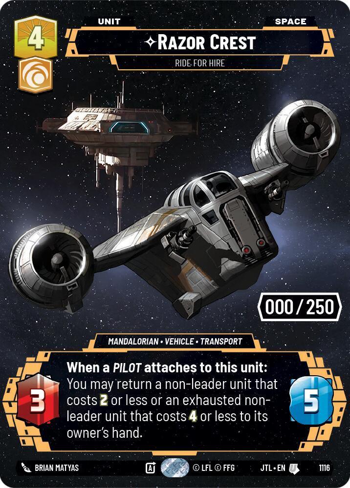  Razor Crest - Ride For Hire (Serialized) (1116) [Jump to Lightspeed] - Trading Card World